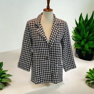 Black and White Checkered Blazer * Deep Pockets
